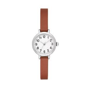 Women's Strap Watch - A New Day™ Silver/Brown: Quartz Movement, Alloy Case